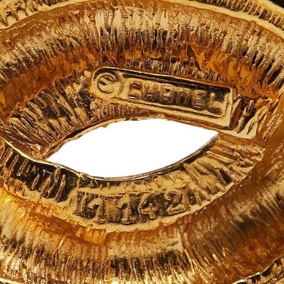 CHANEL Gold Logo Brooch
